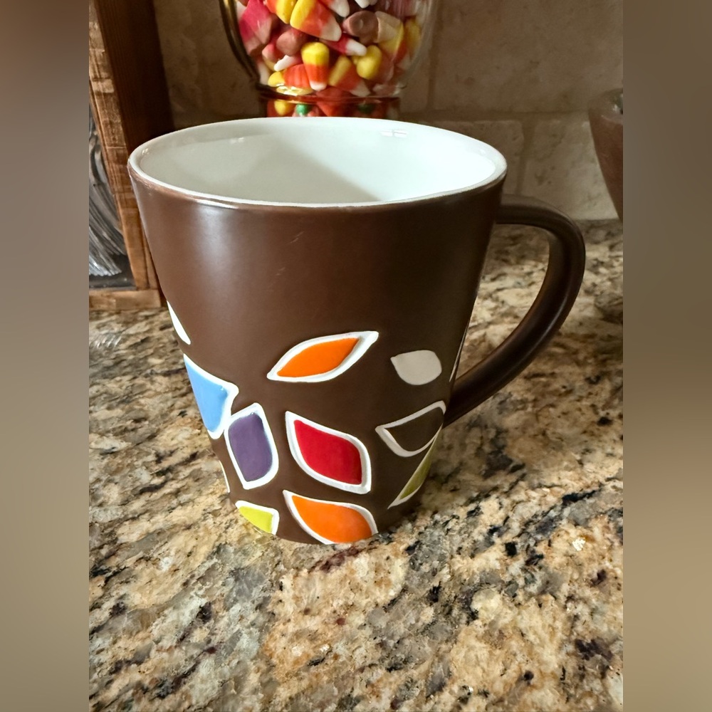 Starbucks Chocolate Brown Ceramic Colorful Modern Geometric Decor Patterns Cup